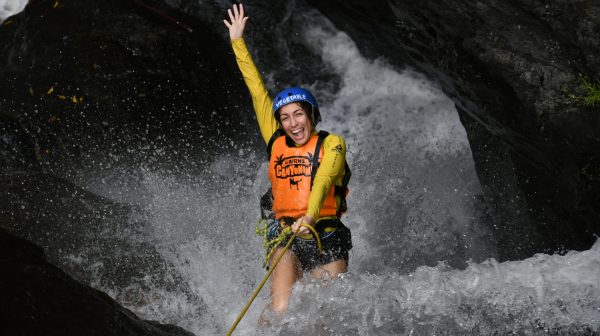 having fun cairns waterfalls in the rainforest at Crystal Canyon