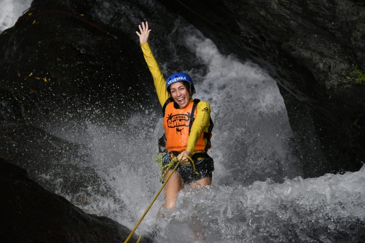 having fun cairns waterfalls in the rainforest at Crystal Canyon