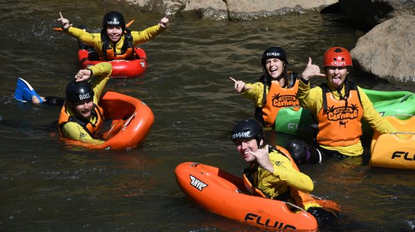 having fun and cheer in Barron Riverboarding cairns waterfalls