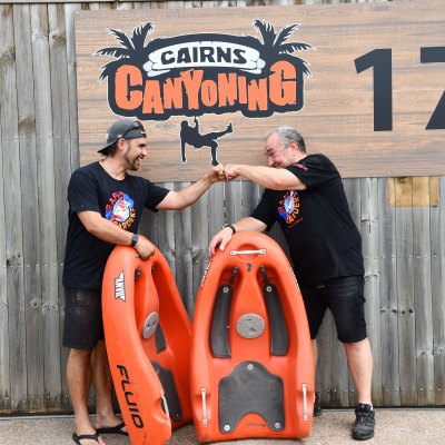 two persons standing and having fun cairns tours